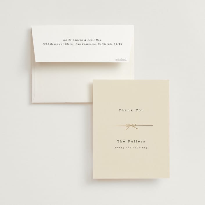 "Bow Tie" - Wedding Thank You Cards in Ivory by Baumbirdy - Front