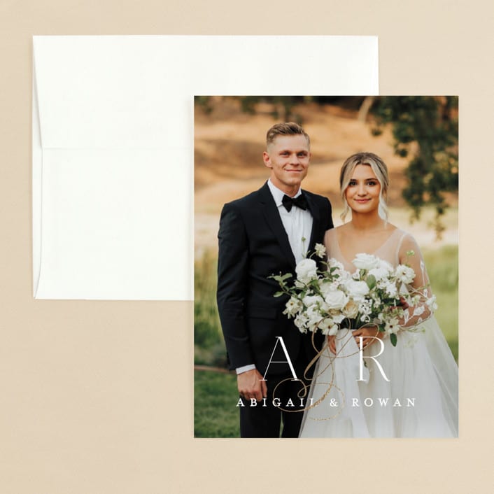 "Initialed" - Wedding Thank You Cards in Chantilly by Jessica Williams - Front