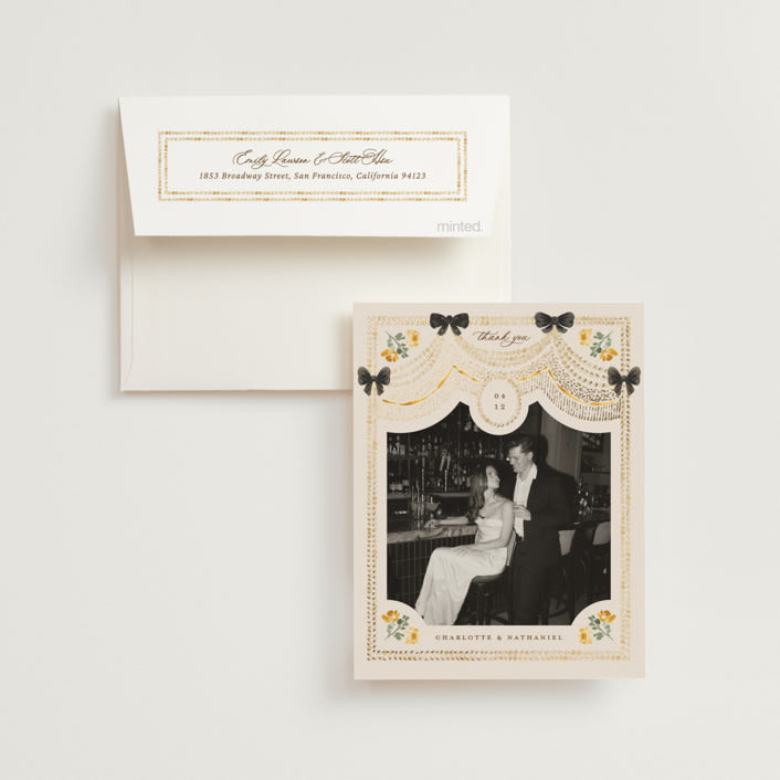 "Tuileries" - Wedding Thank You Cards in Golden by Claudia Orengo - Front