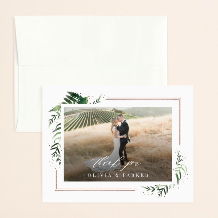 "Framed in Ferns" - Wedding Thank You Cards in Petal by Kristie Kern - Front
