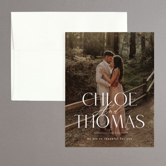 "Overlay" - Wedding Thank You Cards in Silk by Kelly Schmidt - Front
