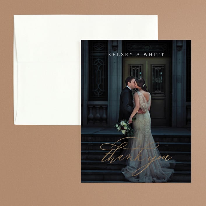 "Over Monogram" - Wedding Thank You Cards in Stormy by Jessica Williams - Front