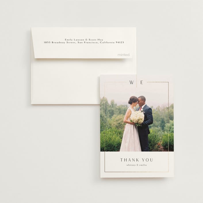 "Arcadia" - Wedding Thank You Cards in Silk by Kelly Schmidt - Front