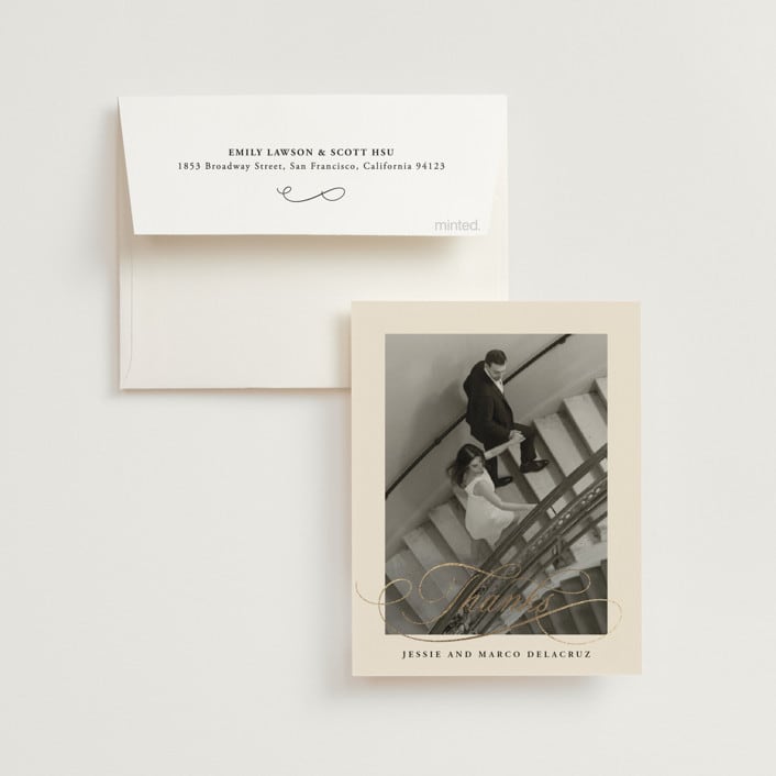 "Black Tie Affair" - Wedding Thank You Cards in Onyx by Hooray Creative - Front