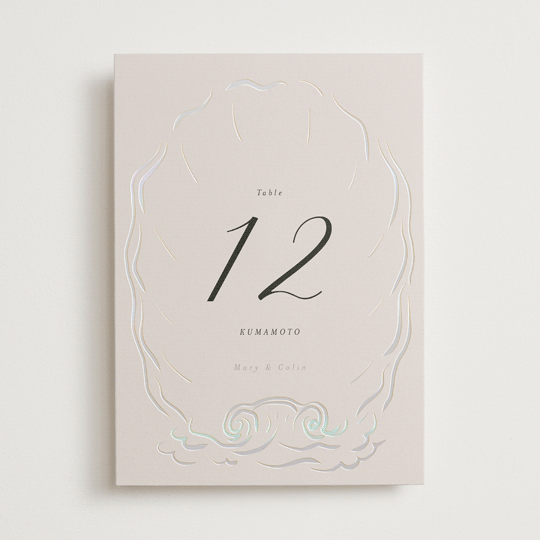 "Kumamoto" - Gloss-Press® Table Numbers in Pearl by Ani Somi - Front