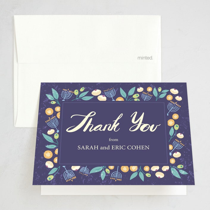 "Festival of Lights Party Invitation" - Party Thank You Cards in Grape by Julia Simons - Front