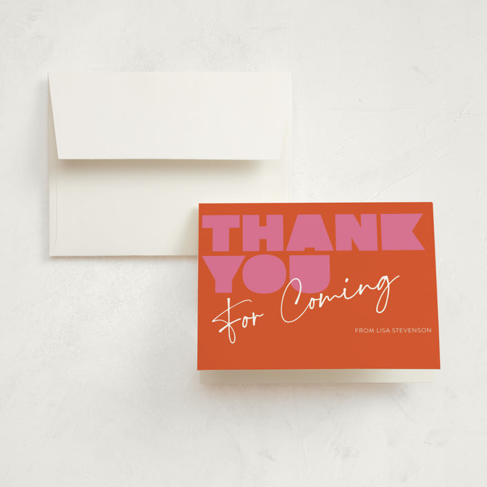 "Party" - Party Thank You Cards in Persimmon by Harriet Richter - Front