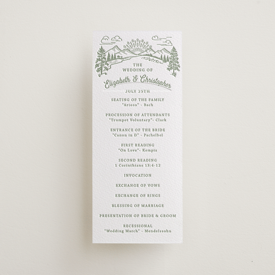 "On The Horizon" - Letterpress Long Programs in Mint by Paper Sun Studio - Front