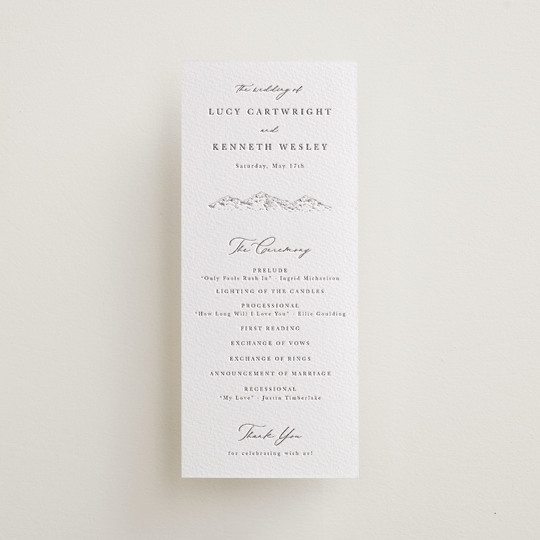 "Mountainview" - Letterpress Long Programs in Graphite by Sarah Brown - Front