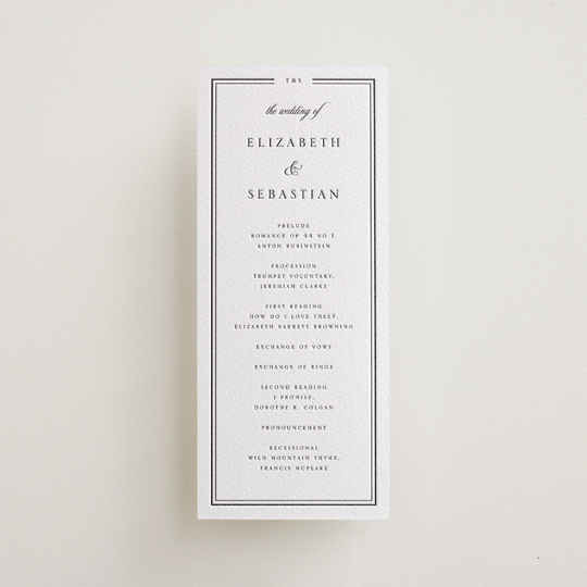 "Classic Frame" - Letterpress Long Programs in Soft Black by Nicole Walsh - Front