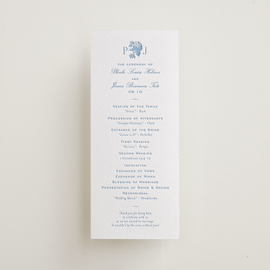 "Chesapeake" - Letterpress Long Programs in Sky Blue by Megan Davis - Front