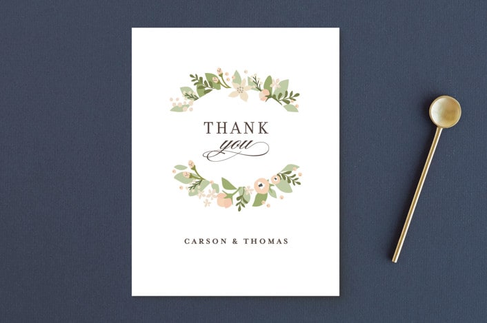 "Longwood Estates" - Wedding Thank You Postcards in Peach Sorbet by Jennifer Wick - Front