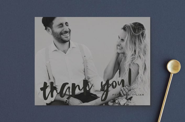 "Love Actually" - Wedding Thank You Postcards in Onyx by Design Lotus - Front