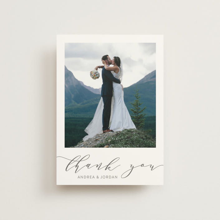 "Simplicity" - Wedding Thank You Postcards in Smoke by Amy Ngo - Front