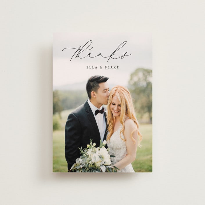 "Breathe" - Wedding Thank You Postcards in Linen by Jennifer Postorino - Front