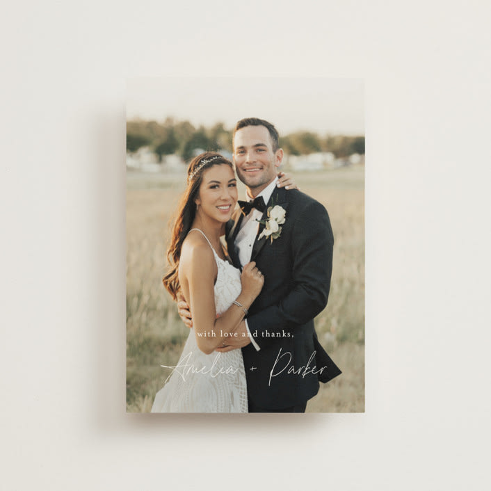 "Handwritten" - Wedding Thank You Postcards in Obsidian by Jennifer Postorino - Front
