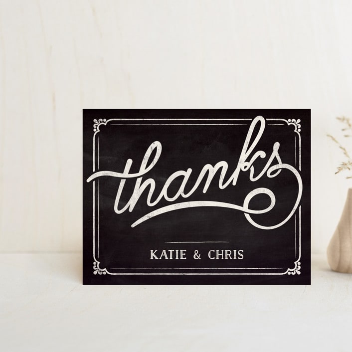 "Slated Forever" - Wedding Thank You Postcards in Chalkboard by GeekInk Design - Front