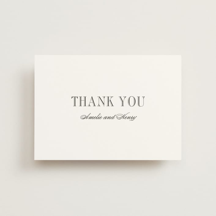 "Hepburn" - Wedding Thank You Postcards in Tuxedo by Megan Davis - Front