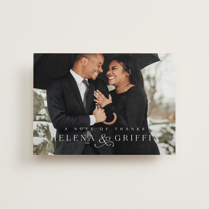 "And here we are" - Wedding Thank You Postcards in Marble by Lea Delaveris - Front