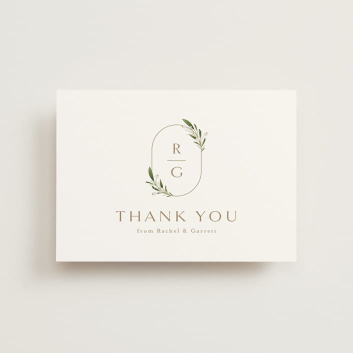 "Soft Sprigs" - Wedding Thank You Postcards in Champagne by Jennifer Postorino - Front