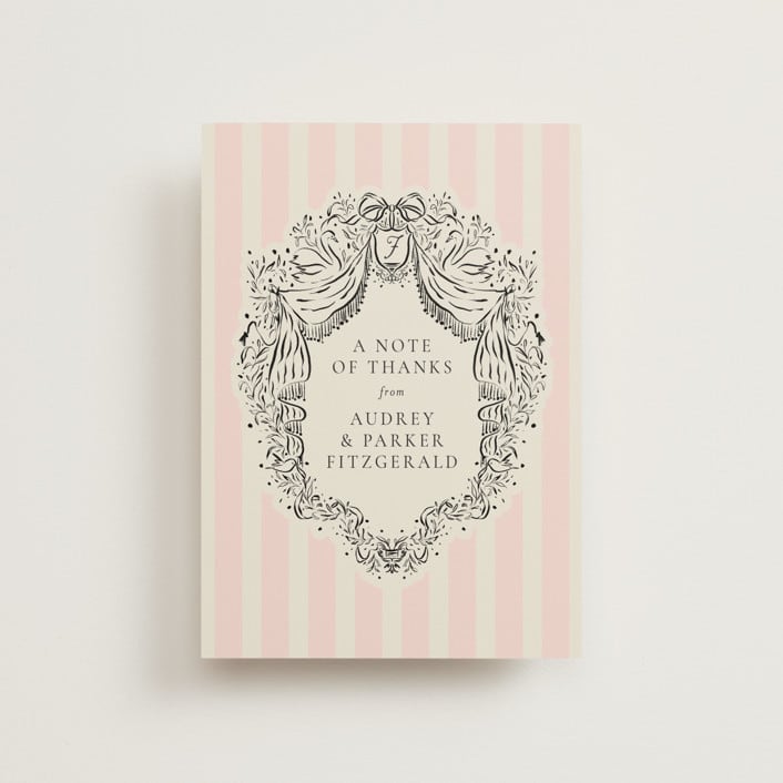 "Hand Illustrated Crest" - Wedding Thank You Postcards in Peony by Jackie Crawford - Front