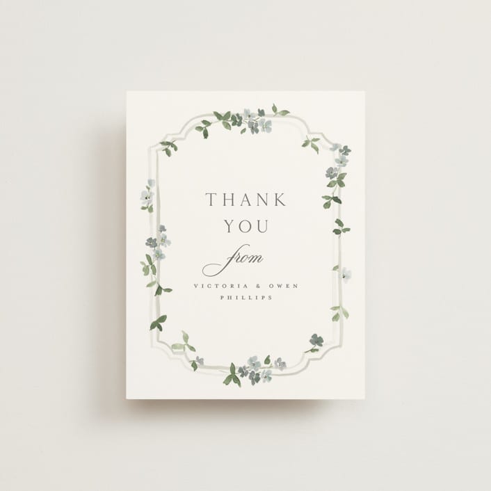 "Wistful" - Wedding Thank You Postcards in Mist by Everett Paper Goods - Front