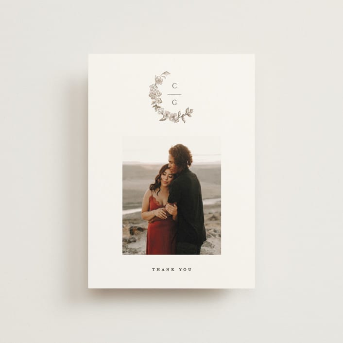 "Daphne" - Wedding Thank You Postcards in Sepia by Itsy Belle Studio - Front