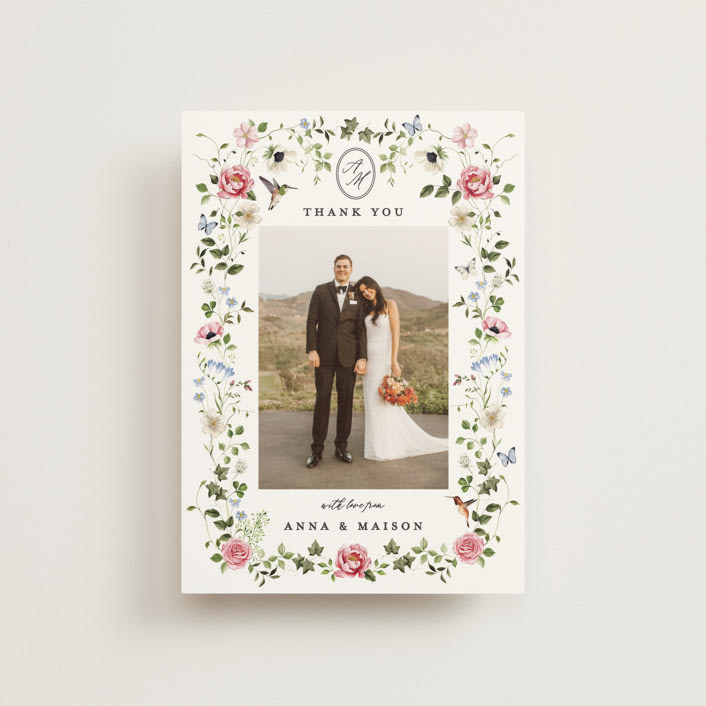 "Ornate" - Wedding Thank You Postcards in Peony by Sarah Knight - Front