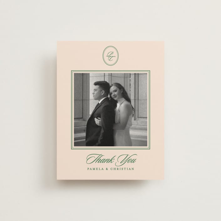 "Scripted" - Wedding Thank You Postcards in Emerald by Creo Study - Front