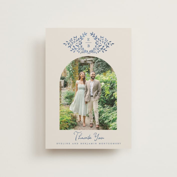 "Pavilion" - Wedding Thank You Postcards in Navy by Petra Kern - Front