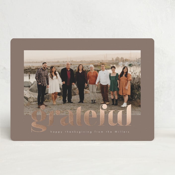 "Ever Grateful" - Thanksgiving Cards in Warm Pine by AK Graphics - Front