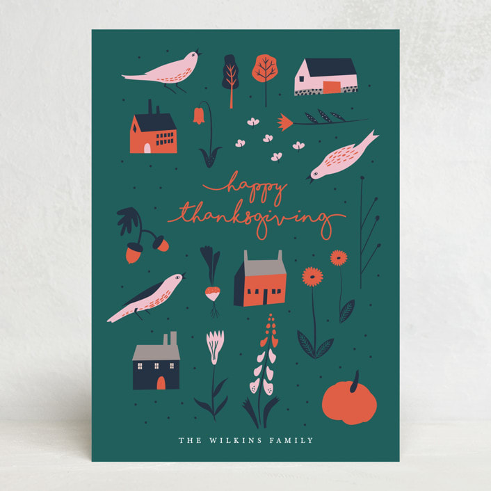 "Fall Harvest" - Thanksgiving Cards in Deep Pine by Eve Schultz - Front