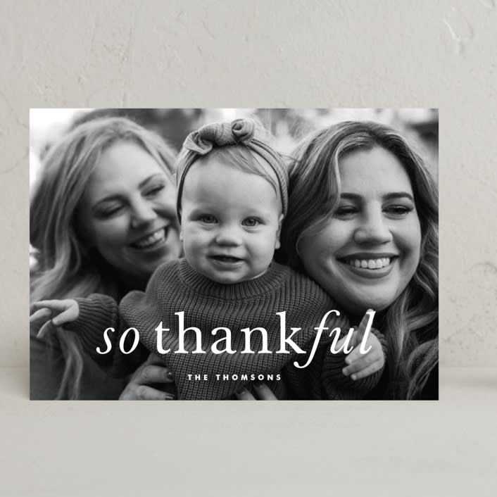 "Emphasized Thanks" - Thanksgiving Cards in Snow by Kimberly FitzSimons - Front