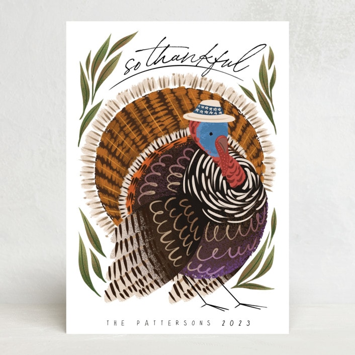 "Thankful Turkey" - Thanksgiving Cards in Grass by Grae - Front