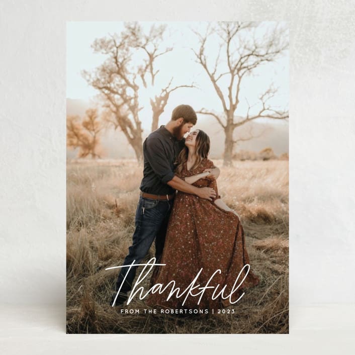 "Scripty Merry Christmas" - Thanksgiving Cards in Cloud by Kristen Magee - Front