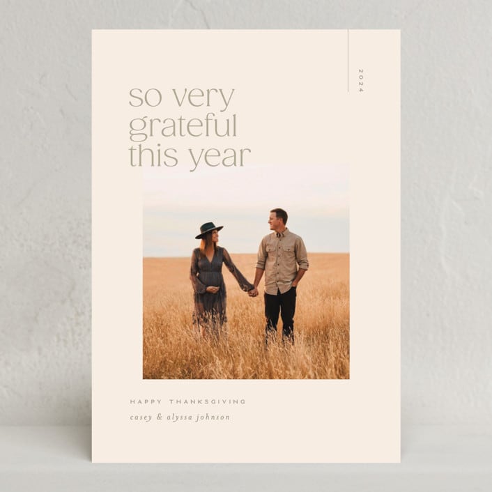"Statement" - Thanksgiving Cards in Cream by Ellen Schlegelmilch - Front