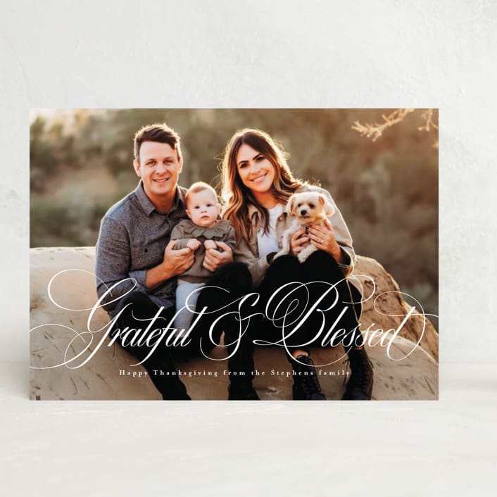 "Grateful and blessed" - Thanksgiving Cards in Cotton by Lea Delaveris - Front