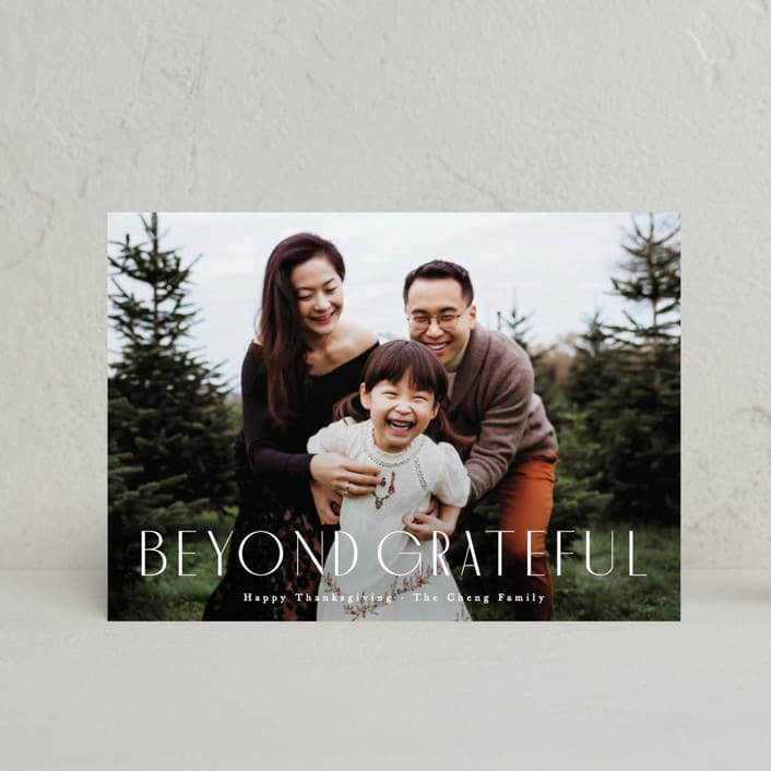 "Beyond Grateful" - Thanksgiving Cards in Snow by Hooray Creative - Front