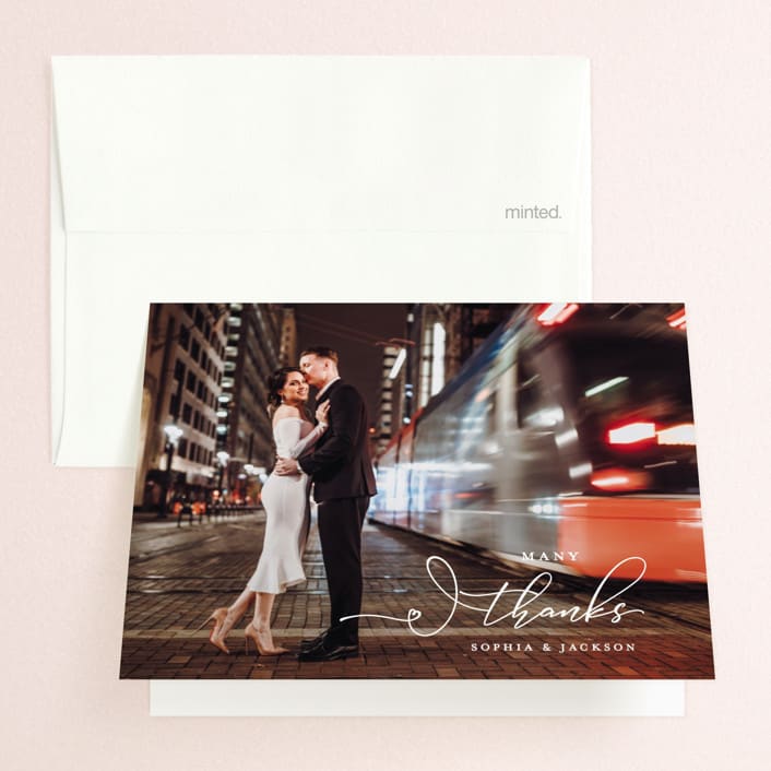 "Kindly Join Us" - Wedding Thank You Cards in Pearl by Laura Hamm - Front