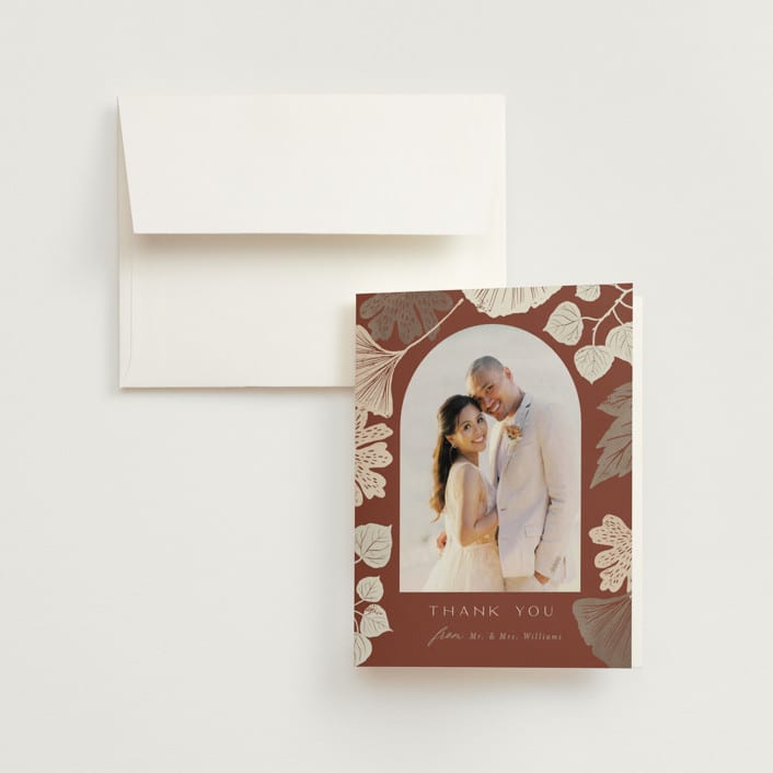 "Leaf Cascade" - Wedding Thank You Cards in Latte by Alethea and Ruth - Front
