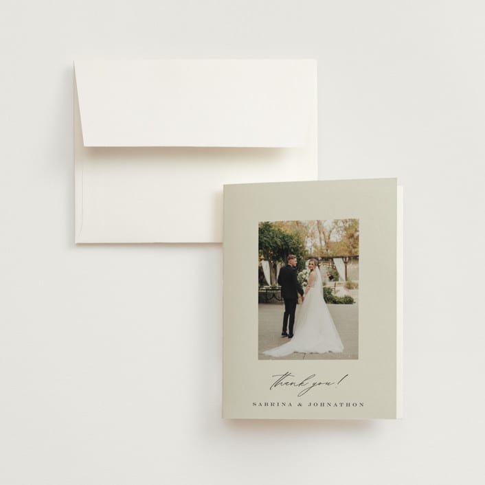 "Softly Swept" - Wedding Thank You Cards in Ivory by Carolyn Nicks - Front