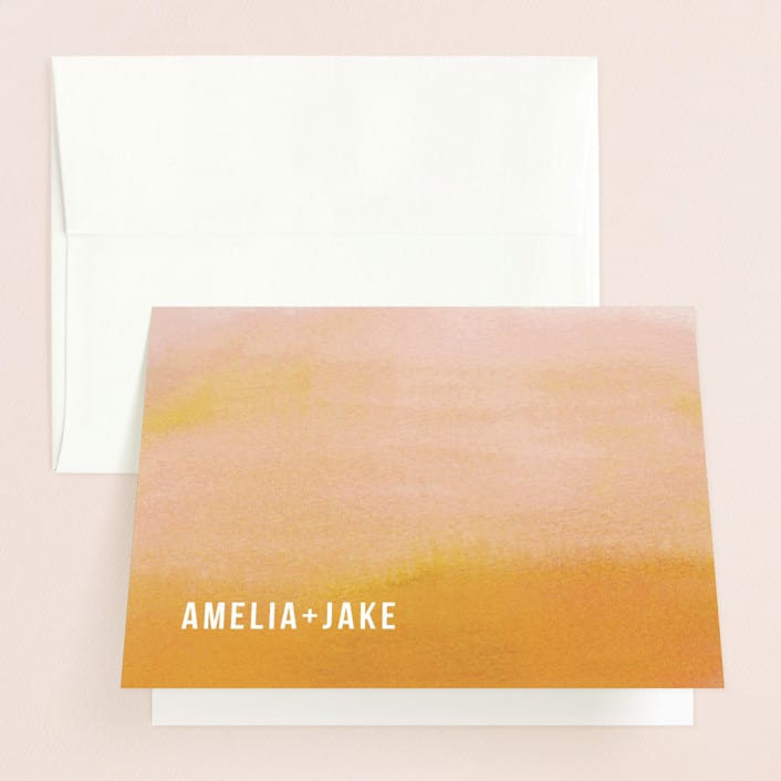 "Ombre" - Wedding Thank You Cards in Mandarin by Dean Street - Front