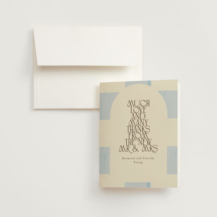 "Checker Wash" - Wedding Thank You Cards in Ivory by Baumbirdy - Front