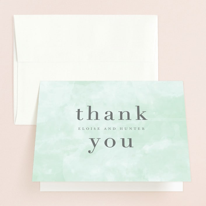 "Caliza" - Wedding Thank You Cards in Seafoam by Lauren Chism - Front