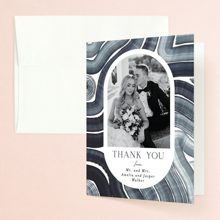 "Painted Trails" - Wedding Thank You Cards in Navy by Alethea and Ruth - Front