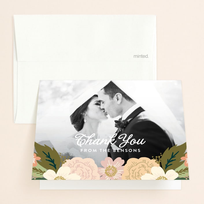 "Classic Floral" - Wedding Thank You Cards in Spring Blush by Alethea and Ruth - Front