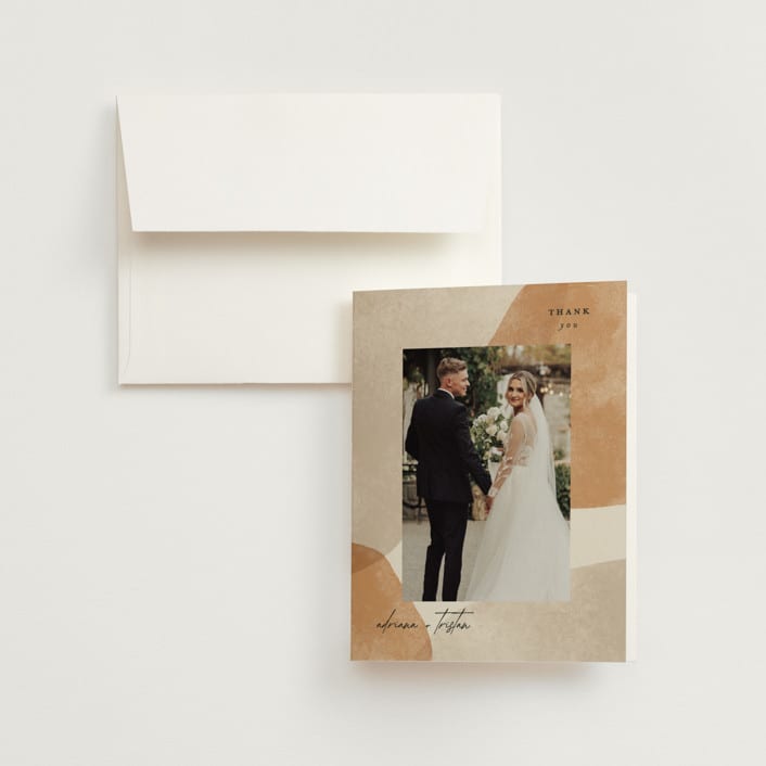 "leaf contour" - Wedding Thank You Cards in Natural by Susan Zinader - Front