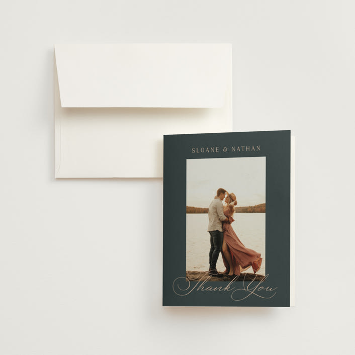 "Arched Pampas" - Wedding Thank You Cards in Basil by Kaydi Bishop - Front