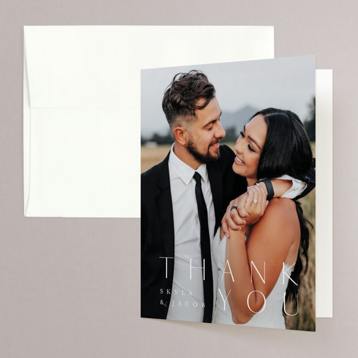 "Mountains" - Wedding Thank You Cards in Ivory by Angela Thompson - Front
