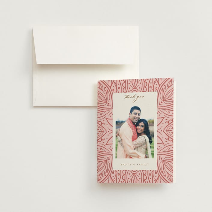 "AMAYA" - Wedding Thank You Cards in Blush by Kanika Mathur - Front